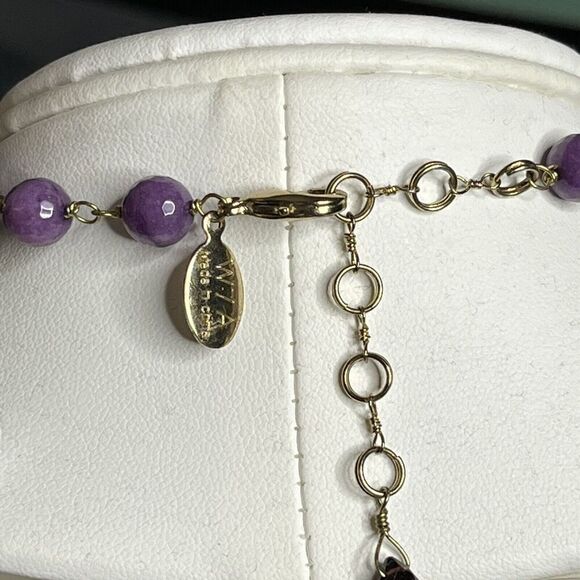 W/A Studios Faceted Amethyst Round Gemstones Necklace Gold Tone 20" 250 Carats - Picture 7 of 12